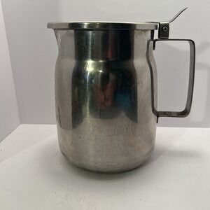 Vintage Vollrath Stainless Steel Pitcher Milk Creamer W/ Lid-8232- Wisconsin